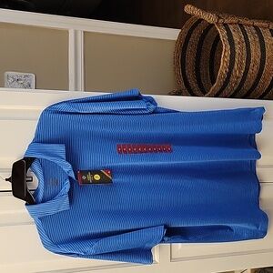 Members Mark blue stripe performance cool polo 30UPF short slv  stretch NEW…